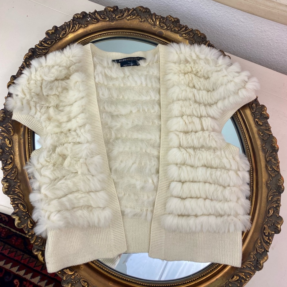 BCBG rabbit fur vest